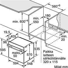 Bosch HBA530BB0S Serie 2 -erillisuuni, musta ja Bosch PUE611BB6E Serie 4 -induktiotaso, kuva 8