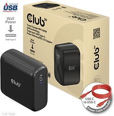 Club 3D CAC-1908EU Travel Charger 100 W GaN USB-C -virtalähde