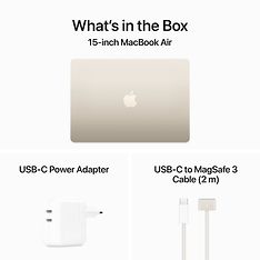 Apple MacBook Air 15" M3 8 Gt, 256 Gt 2024 -kannettava, tähtivalkea (MRYR3), kuva 9