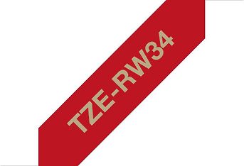 Brother TZERW34 -kiiltävä satiininauha, kullanvärinen teksti/viininpunainen pohja, kuva 2