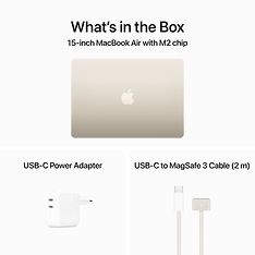 Apple MacBook Air 15" M2 8 Gt, 256 Gt 2023 -kannettava, tähtivalkea (MQKU3), kuva 12