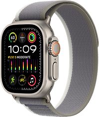 Apple Watch Ultra 2 (GPS + Cellular) 49 mm titaanikuori ja vihreä/harmaa Trail-ranneke, S/M (MRF33)
