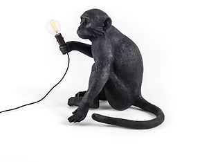 Seletti The Monkey Lamp Sitting -pöytävalaisin, musta, kuva 3