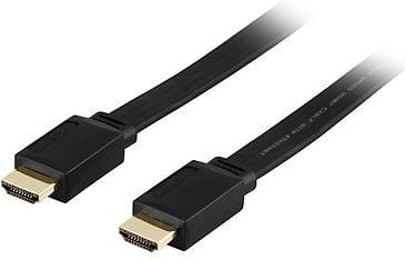 DELTACO -litteä HDMI High Speed with Ethernet -kaapeli, 10 m, musta
