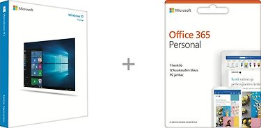 Microsoft Windows 10 Home - 32 / 64 -bit -käyttöjärjestelmä, englanninkielinen, USB-muisti + Microsoft Office 365 Personal
