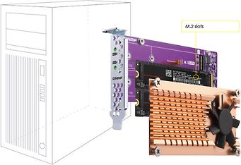 QNAP QM2-2P-244A PCIe M.2 NVMe  SSD -laajennuskortti, kuva 3