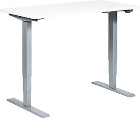 Elfen Ergodesk Basic II -sähköpöytä, 100 x 60 cm, valkoinen, harmaa runko, kuva 2