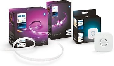 Philips Hue LightStrips Plus -valonauha, Bluetooth, 2m + 1 m jatko ja Hue Silta -tuotepaketti Gaming
