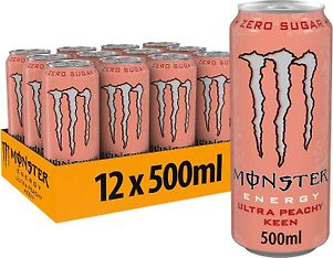 Monster Energy Ultra Peachy Keen -energiajuoma, 500 ml, 12-pack