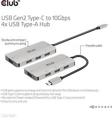 Club 3D USB Type-C to 10 Gbps 4x USB Type-A -hubi, kuva 6