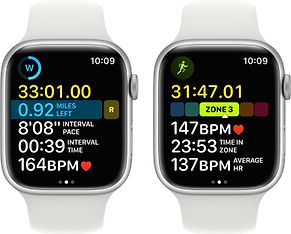 Apple Watch Series 8 (GPS + Cellular) 45 mm hopeanvärinen alumiinikuori ja valkoinen urheiluranneke (MP4J3), kuva 7