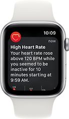 Apple Watch SE (GPS + Cellular) 44 mm hopeanvärinen alumiinikuori ja valkoinen urheiluranneke (MNQ23), kuva 6
