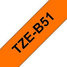 Brother TZe-B51 24 mm -laminoitu tarranauha, musta oranssilla pohjalla, kuva 2