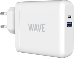 Wave verkkolaturi, 1 x USB Type-C + 1 x USB-A 48W+18W, valkoinen