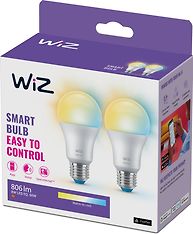 WiZ älylamppu, E27, tunable white - valkoisen valon sävyt, Wi-Fi, 2700-6500 K, 806 lm, 2-pack, kuva 3