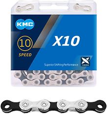 KMC X10 -ketju, 10-v, 114L, hopea/musta