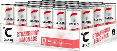 Celsius Strawberry Lemonade -energiajuoma, 355 ml, 24-pack