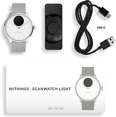 Withings Scanwatch Light -älykello, 37 mm, valkoinen / harmaa, kuva 10