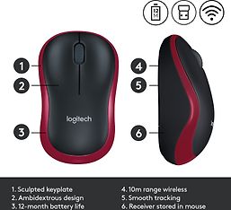 Logitech M185 hiiri, punainen, kuva 6