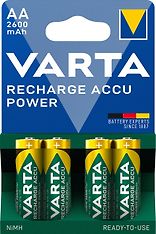 Varta Rechargeable Accu -akkuparistot, AA, 2600 mAh, 4 kpl, NiMH