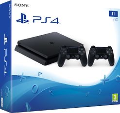 Sony PlayStation 4 Slim 1 Tt + toinen DualShock 4 -pelikonsolipaketti, musta