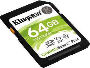 Kingston 64 Gt SD Canvas Select Plus UHS-I Speed Class 1 (U1) -muistikortti, kuva 2