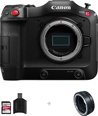 Canon EOS C70 -elokuvakamera + EF-adpateri + 256 Gt muistikortti