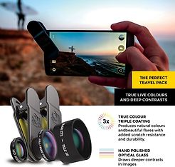 Black Eye Pro Kit 3 in 1 -Tele, Full Frame Fish Eye, HD Macro -linssit puhelimeen, kuva 2