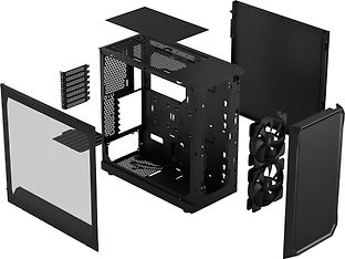 Fractal Design Focus 2 Black TG Clear Tint ATX-kotelo ikkunalla, musta, kuva 12