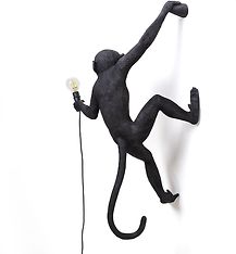 Seletti The Monkey Lamp Hanging Right-seinävalaisin, oikeakätinen, musta, kuva 4