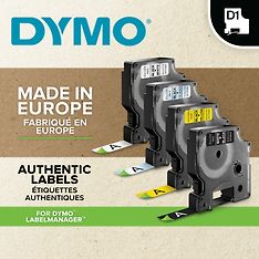 Dymo D1 -teippi 12 mm x 7 m, musta keltaisella pohjalla, kuva 3