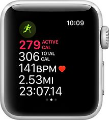 Apple Watch Series 3 (GPS) hopea 38 mm, valkoinen urheiluranneke (MTEY2), kuva 4
