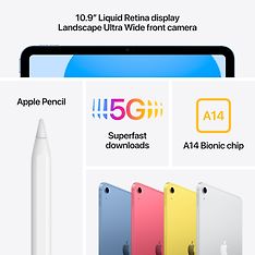 Apple iPad 10,9" 256 Gt WiFi + Cellular 2022 -tabletti, keltainen (MQ6V3), kuva 6