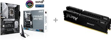 Asus PRIME Z690-P WIFI LGA 1700 ATX-emolevy + Kingston FURY Beast DDR5 5600 MHz CL36 32 Gt -muistimodulipakkaus -tuotepaketti