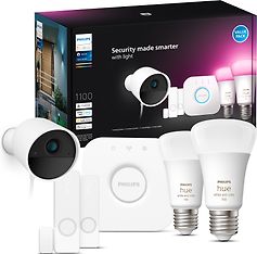 Philips Hue Secure Camera aloituspakkaus, bridge, kamera, 2 x kosketustunnistin, 2 x E27 RGBW lamppu, kuva 3