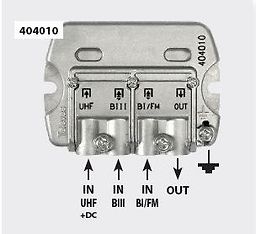 Televes T404010 mastosuodin VHFI-ULA/VHFIII/UHF (470 MHz - 790 MHz, DC), kuva 2