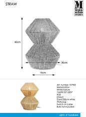 Markslöjd Straw -pöytävalaisin, E27, rottinkia, 40 cm, kuva 6