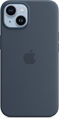 Apple iPhone 14 silikonikuori MagSafella, myrskynsininen