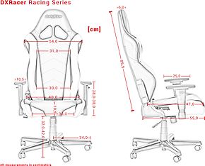 DXRacer RACING Gaming Chair -pelituoli, musta/valkoinen, kuva 8