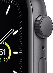 Apple Watch SE (GPS) 44 mm tähtiharmaa alumiinikuori, musta urheiluranneke, MYDT2, kuva 2