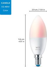 WiZ älylamppu, E14, RGBW - kaikki värit ja valkoisen valon sävyt, Wi-Fi, 470 lm, 2-pack, kuva 3