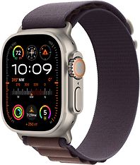 Apple Watch Ultra 2 (GPS + Cellular) 49 mm titaanikuori ja indigo Alpine-ranneke, pieni (MRER3)