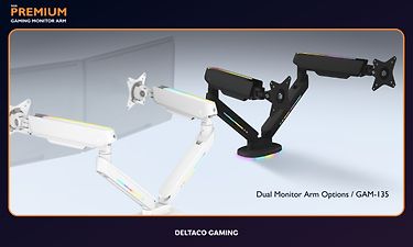 Deltago Gaming Premium RGB -monitorivarsi kahdelle näytölle, musta, kuva 12