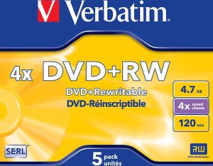 Verbatim -DVD+RW-levy, 5 kpl