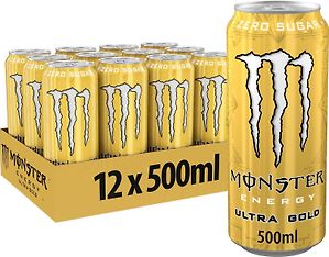 Monster Energy Ultra Gold -energiajuoma, 500 ml, 12-pack