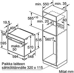 Bosch HBA533BB0S Serie 4 -erillisuuni, musta ja Bosch BFL520MB0 Serie 4 -mikroaaltouuni, musta, kuva 8