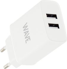 Wave verkkolaturi 2 x USB, 17W, valkoinen