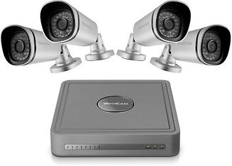 Opticam Pro PoE NVR v2 -verkkovideotallennin ja neljä kameraa