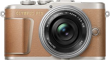Olympus PEN E-PL9 -mikrojärjestelmäkamera, ruskea + pannukakkuobjektiivi
