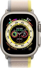 Apple Watch Ultra (GPS + Cellular) 49 mm titaanikuori ja keltainen/beige Trail-ranneke, M/L (MQFU3), kuva 2